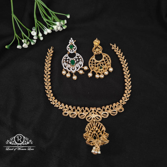 92.5 silver simple and Cute necklace with earrings -RCM091247