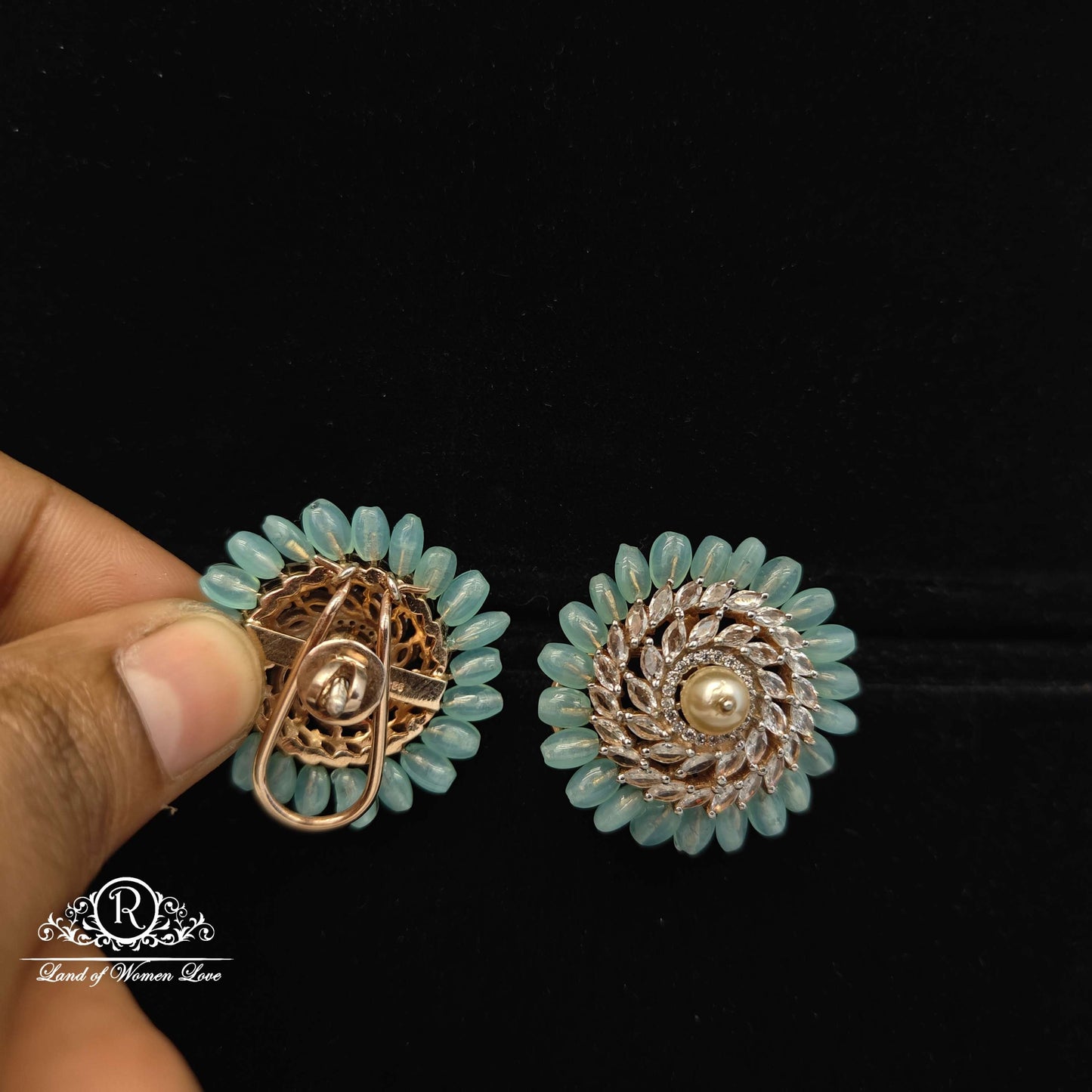 Unique design Mint Colour Silver Studs-RC94-187M01