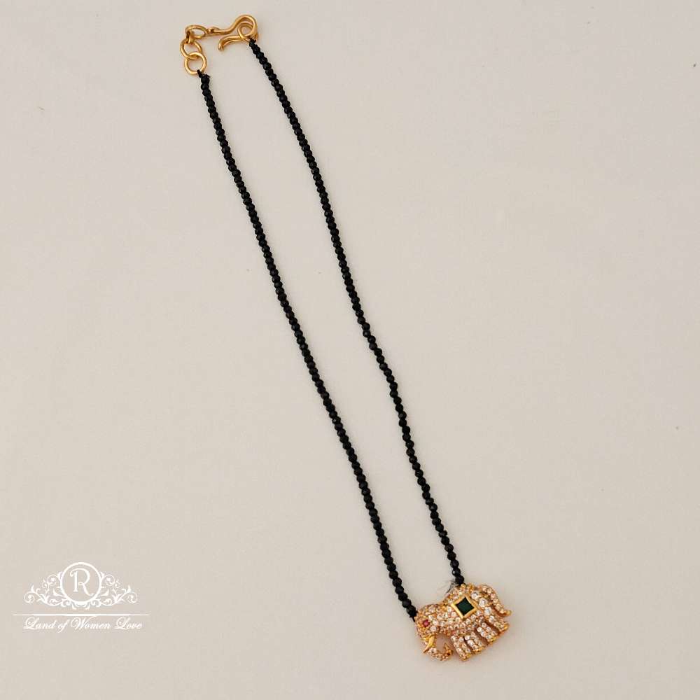 silver elephant design black beads-rch562 92.5 silver ramala jewelry / ramala collections