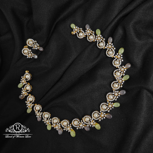 earrings silver pearl gem stone necklace-rccp257 pearl 92.5 silver ramala jewelry / ramala collections