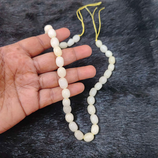 Milky white gemstone plain hand polished tumble beads-RCMJ05