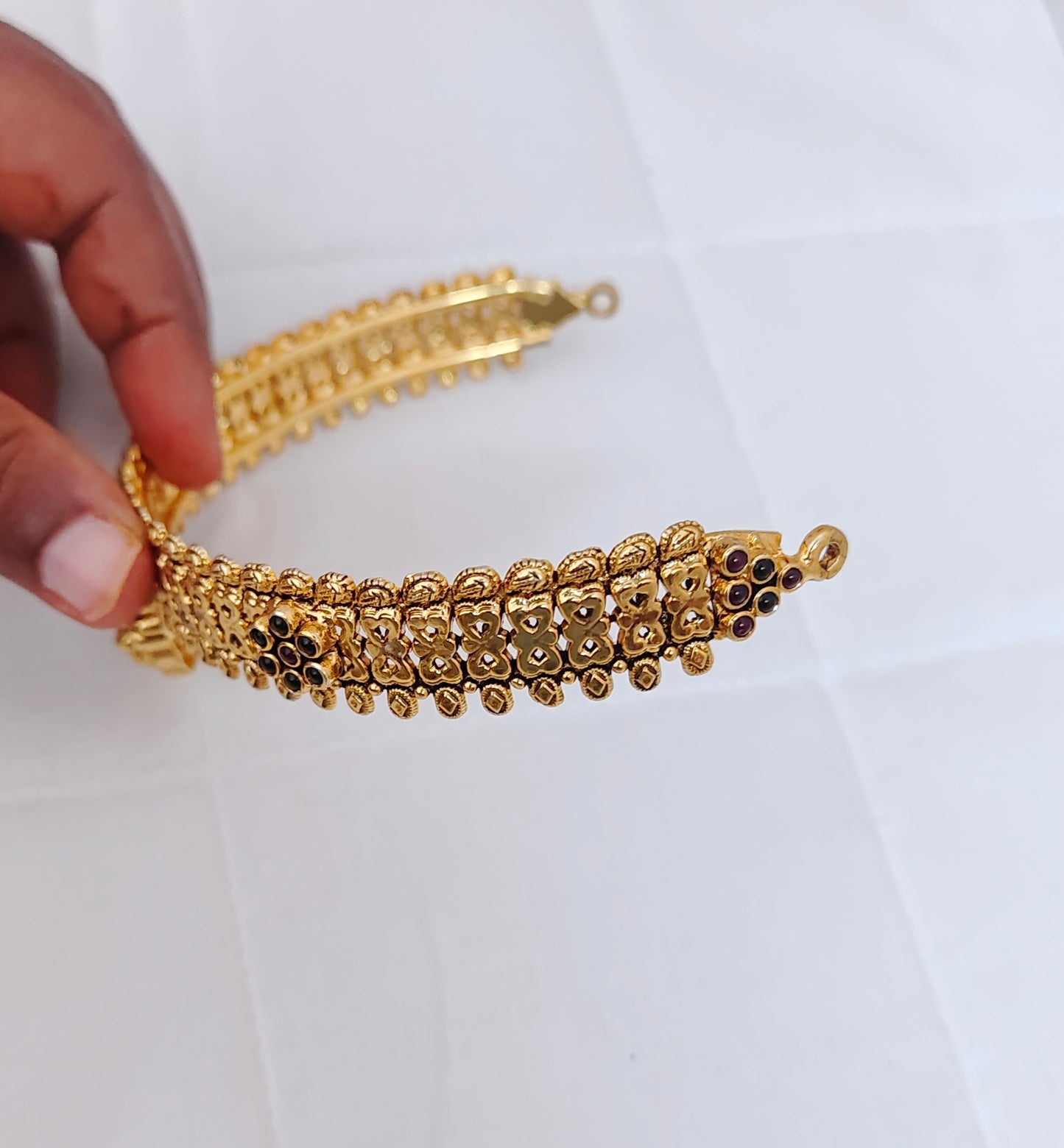 Silver gold polish Lakshmi Devi necklace -RCJR327