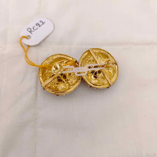 Silver base gold polish CZ-stone earrings -RCM574