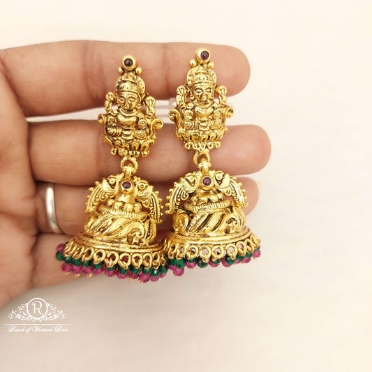 Silver Lakshmi Devi jhumka Earrings-V024
