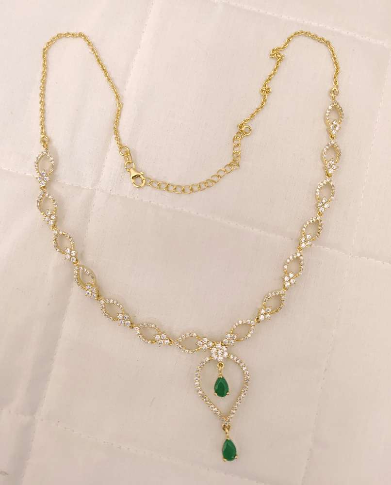 Silver CZ- White Stones Design Necklace-RCES21