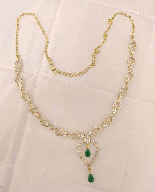 Silver CZ- White Stones Design Necklace-RCES21