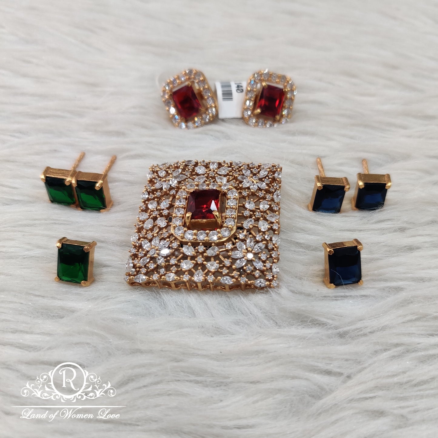 Silver changable locket with earrings - SA466SA418