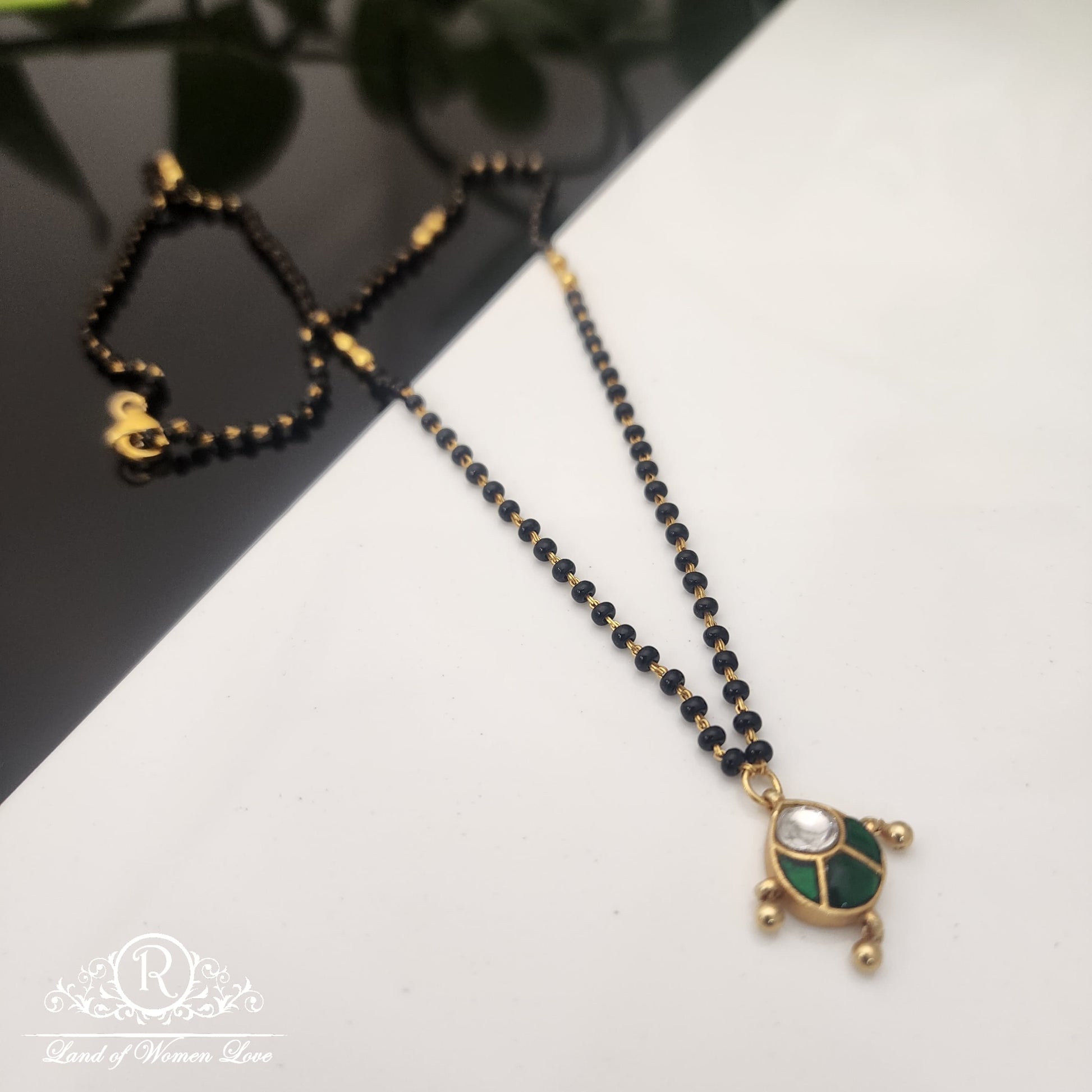 pendant silver black beads chain-rch475 92.5 silver ramala jewelry / ramala collections