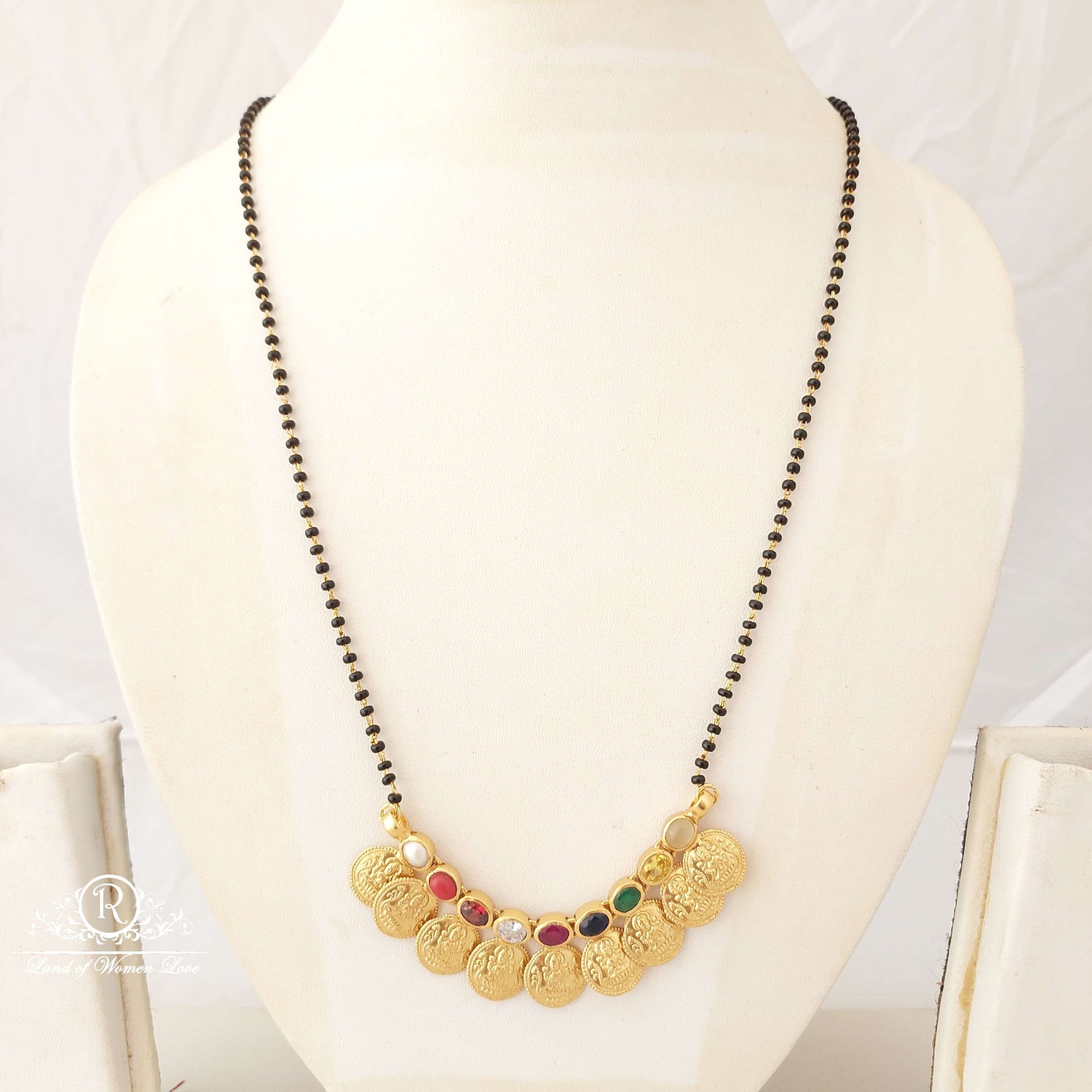 chain silver kasula black beads-sa443 navaratna 92.5 silver ramala jewelry / ramala collections