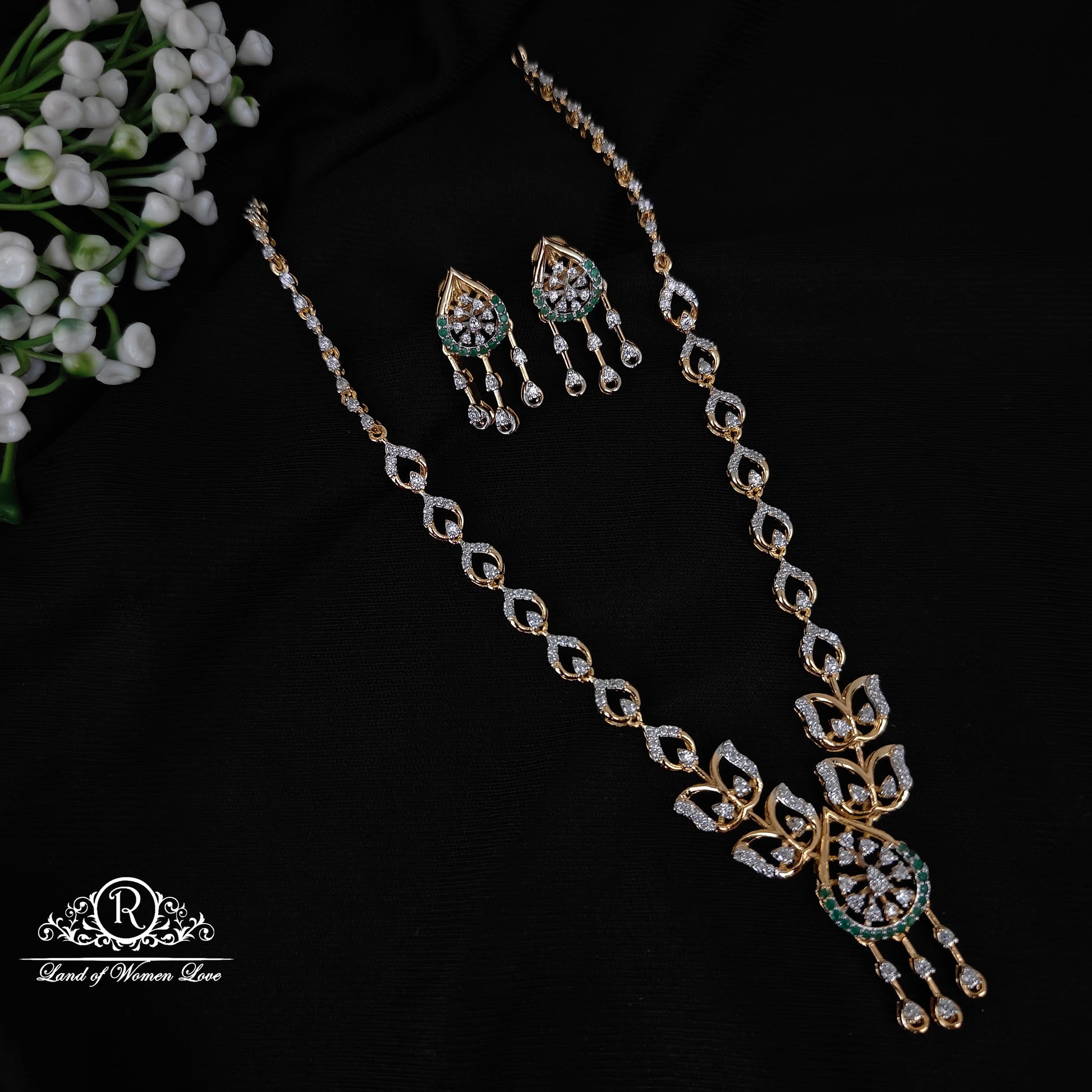 earrings 92.5 silver simple and cute necklace and earrings set - rcbg042 92.5 silver ramala jewelry / ramala collections