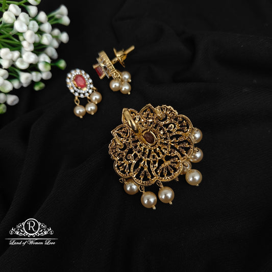 92.5 silver simple and Cute pendent with earrings - RCDS0520