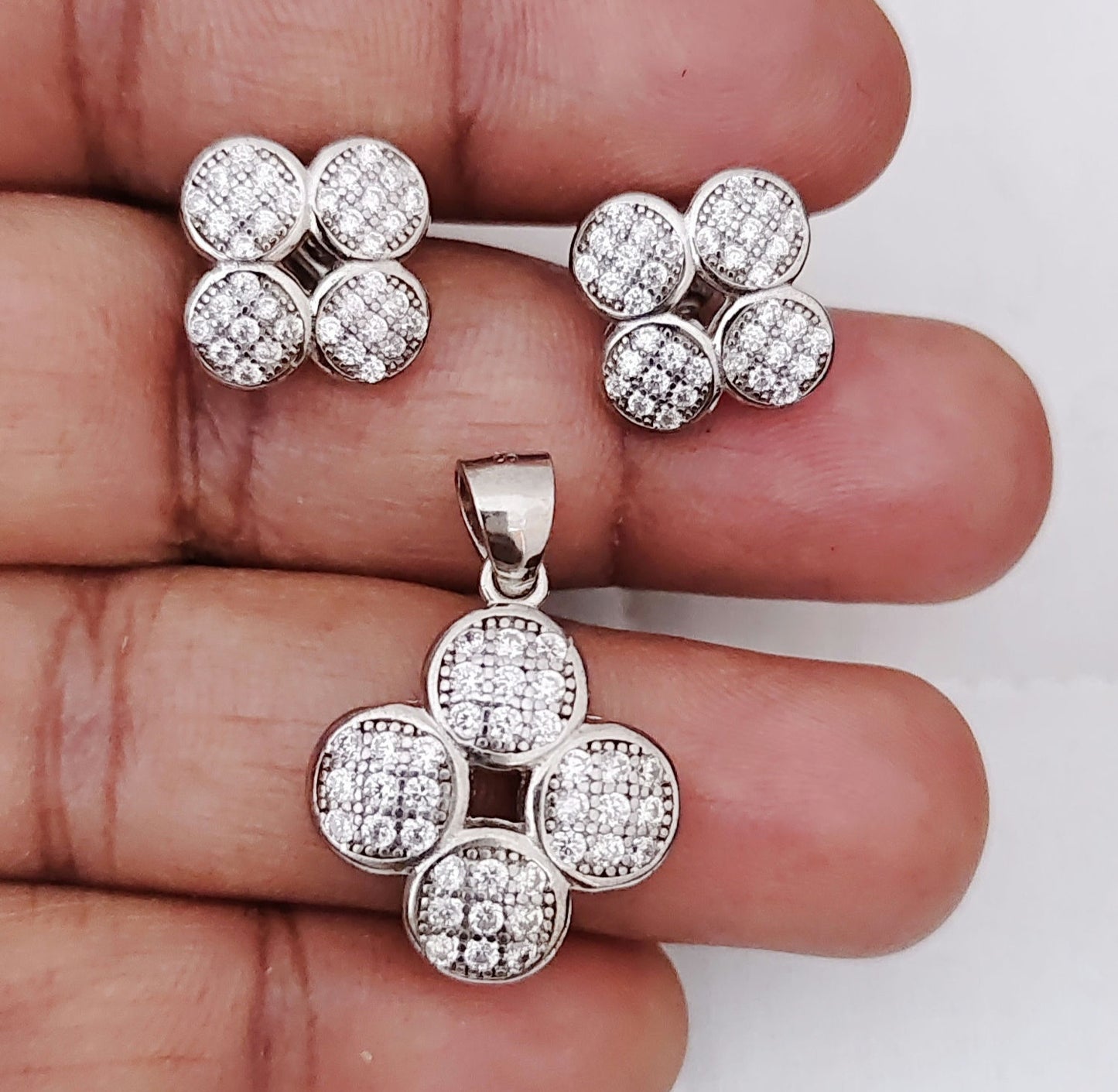 earrings silver earrings with pendent -rcg010 cz 92.5 silver ramala jewelry / ramala collections