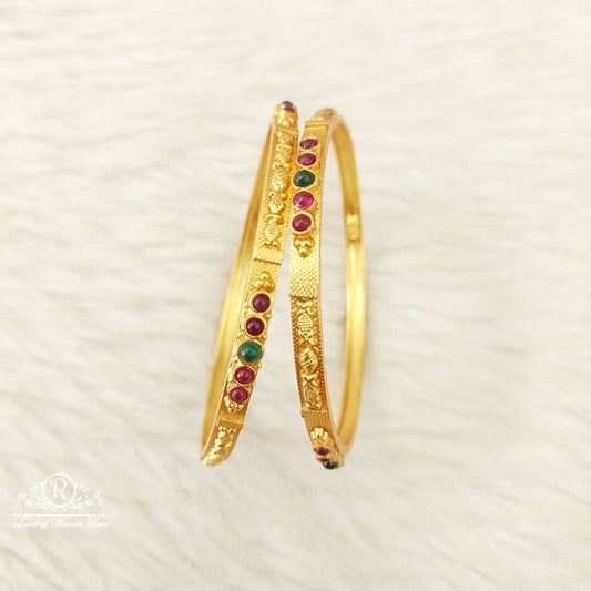 bangle silver kempu with green stones bangles-jr80 92.5 silver ramala jewelry / ramala collections