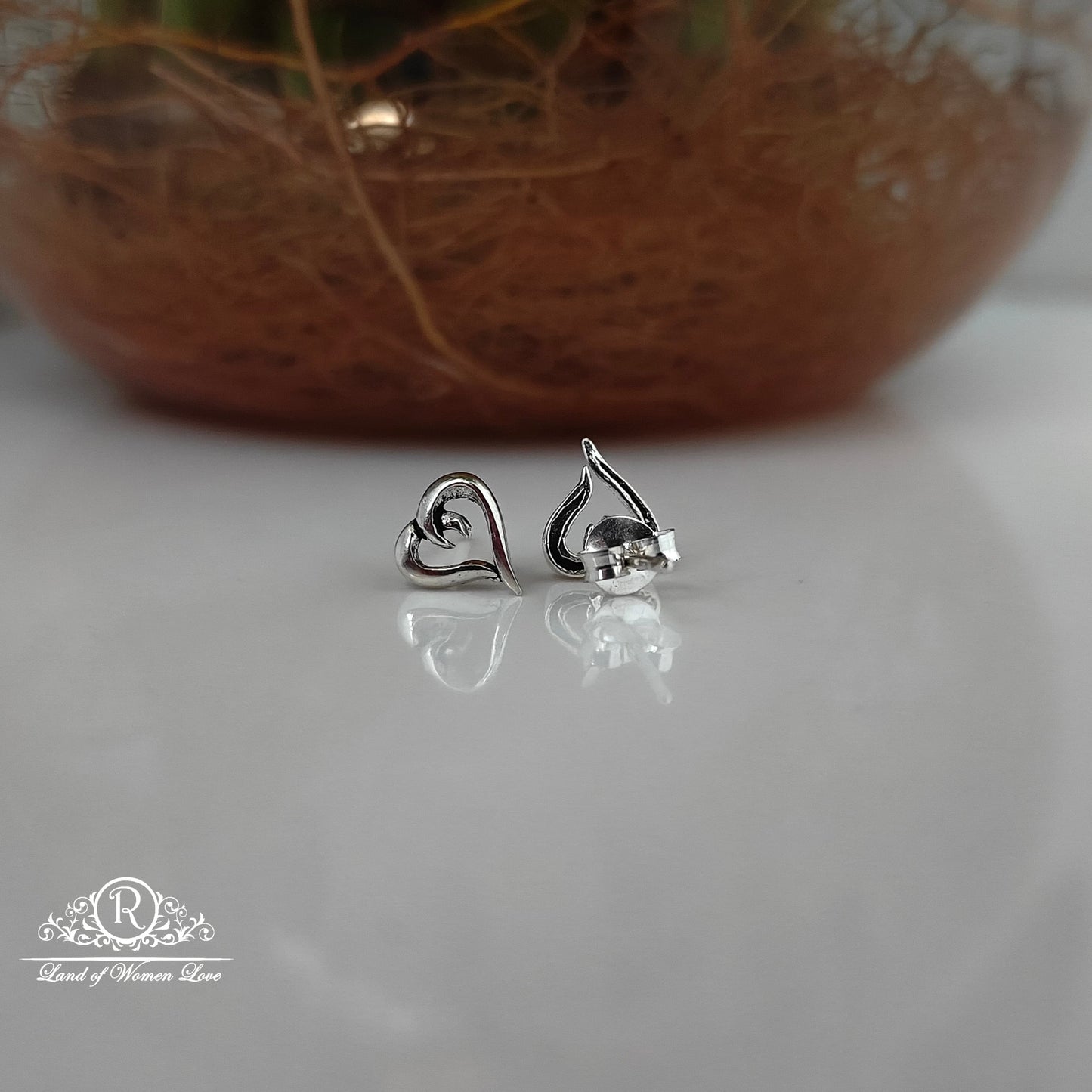 Silver heart  shape kids earrings-RCHS15