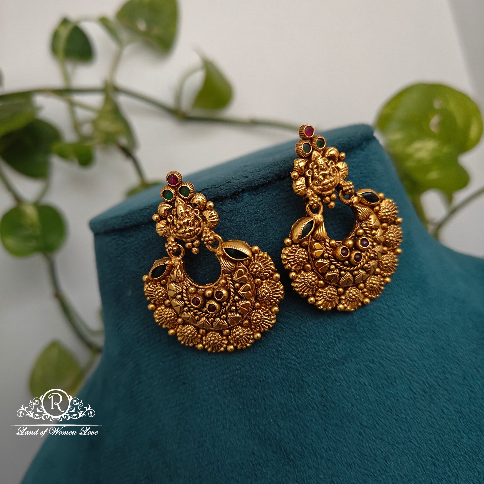 earrings lakshmi devi design earrings -rcns010 92.5 silver ramala jewelry / ramala collections