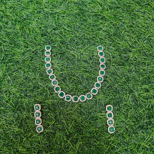 Silver CZ-gold polish set wise necklace -RCP043,RCP058