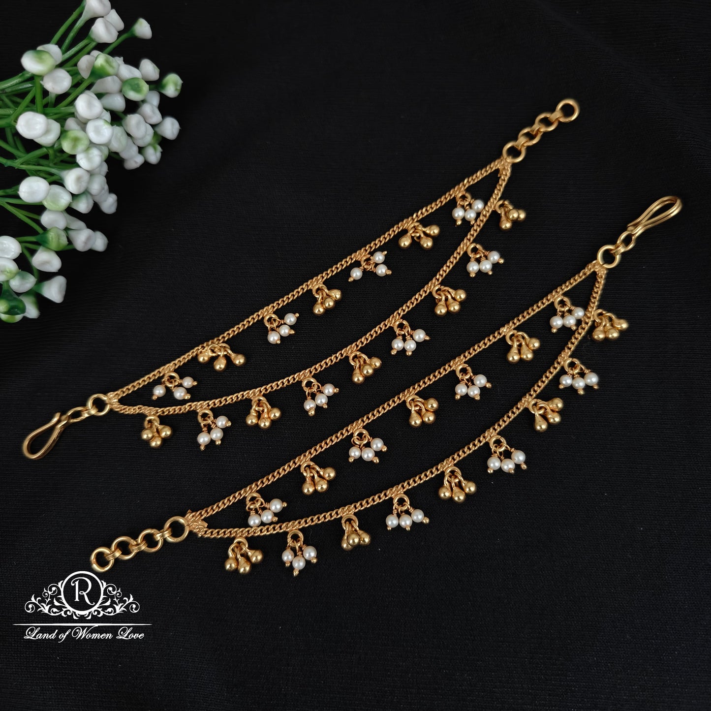 92.5 silver simple and cute ear chains - rcbg038 92.5 silver ramala jewelry / ramala collections