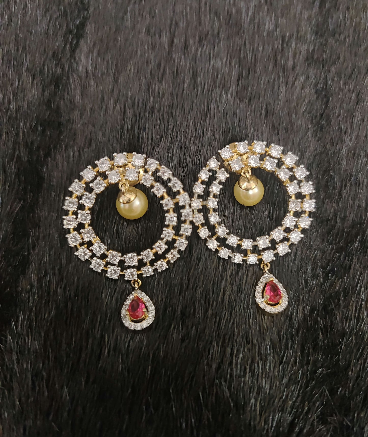 Silver CZ- White Stones Chandabali Earrings-JR201