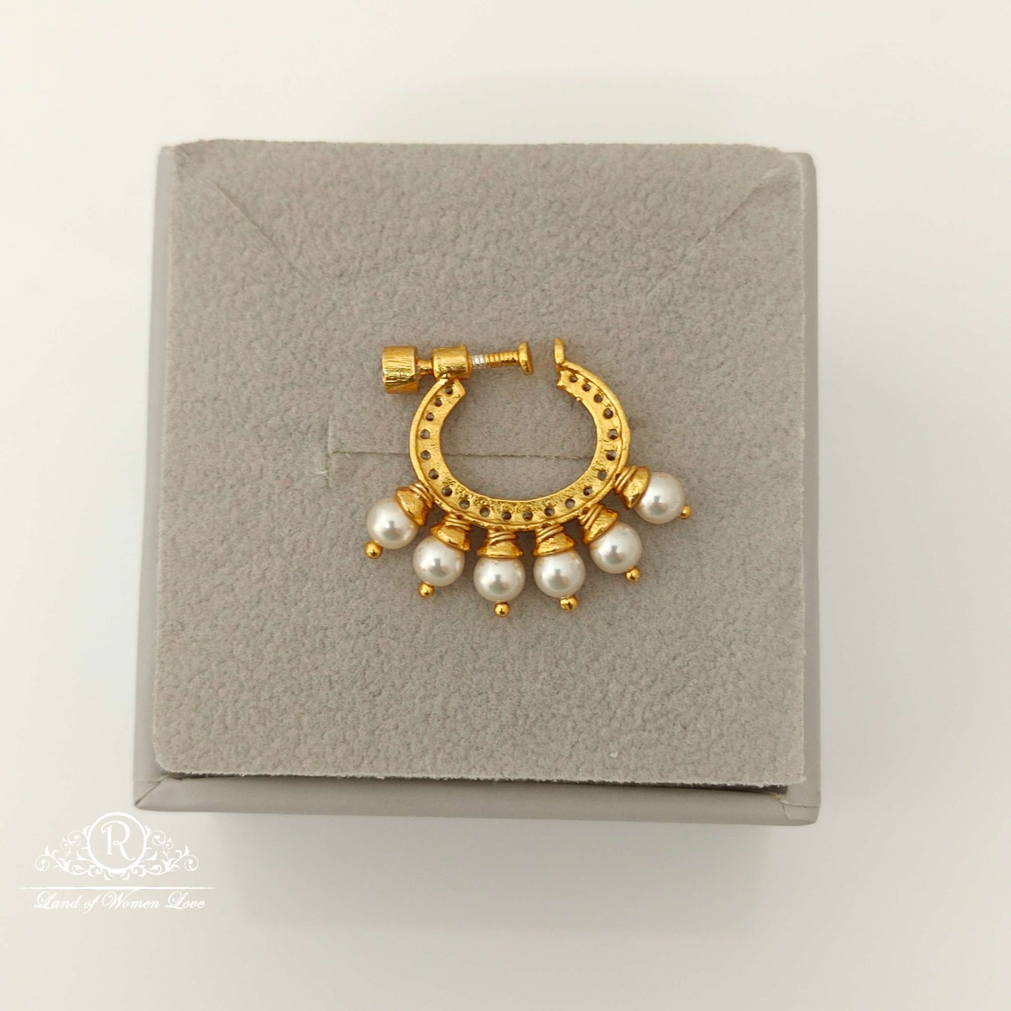 Silver Pearls Design Nose pin-RCJR667