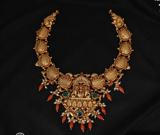 necklace 92.5 silver simple and cute necklace with coral hangings-rc06m1265 coral 92.5 silver ramala jewelry / ramala collections