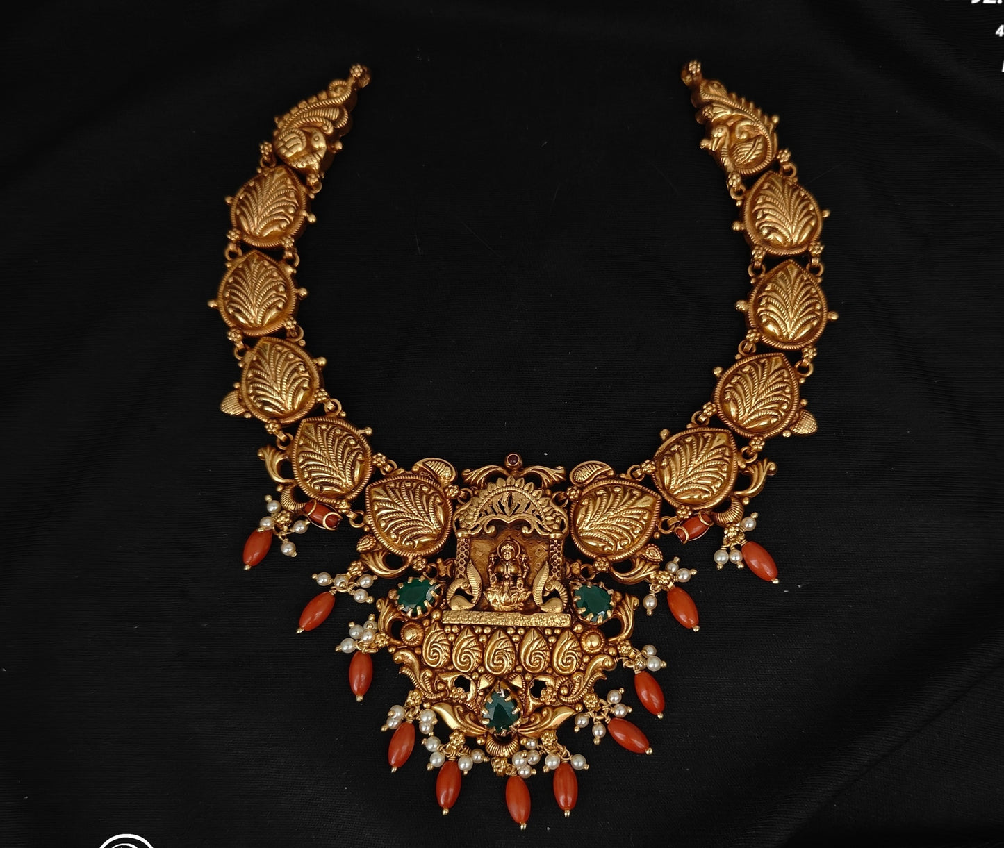 necklace 92.5 silver simple and cute necklace with coral hangings-rc06m1265 coral 92.5 silver ramala jewelry / ramala collections