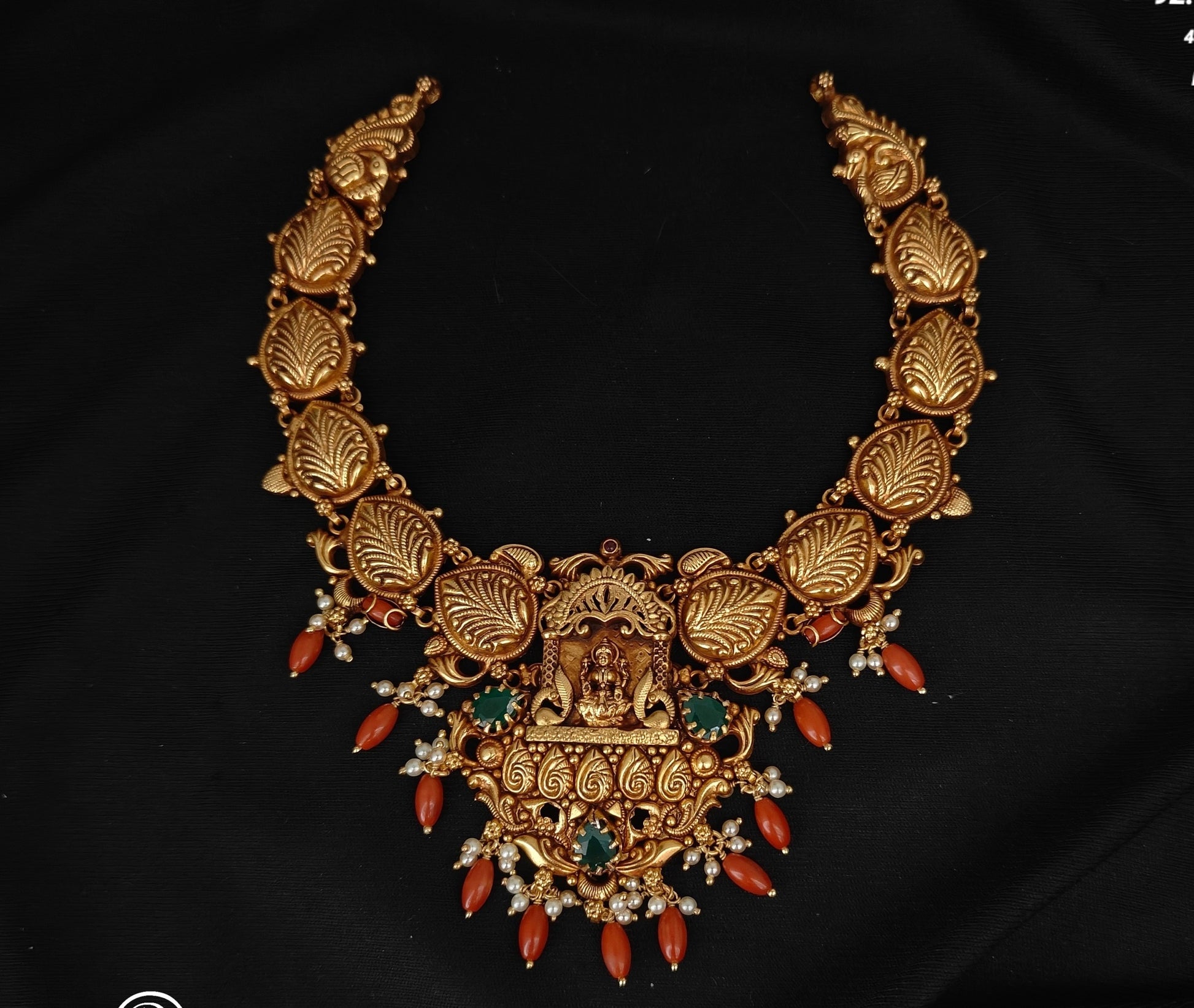 necklace 92.5 silver simple and cute necklace with coral hangings-rc06m1265 coral 92.5 silver ramala jewelry / ramala collections