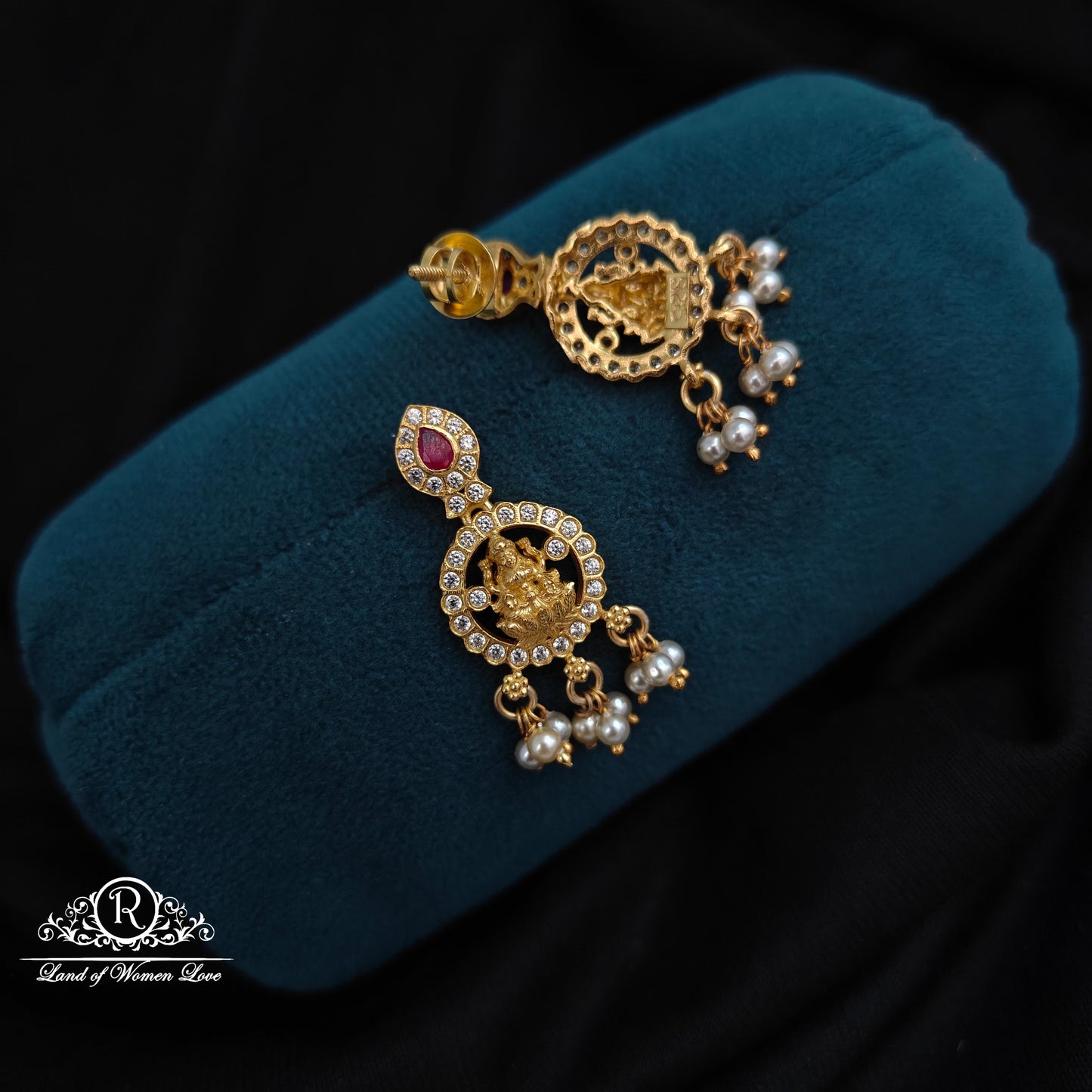 92.5 Silver Lakshmi Devi Design Earrings-RCM1149