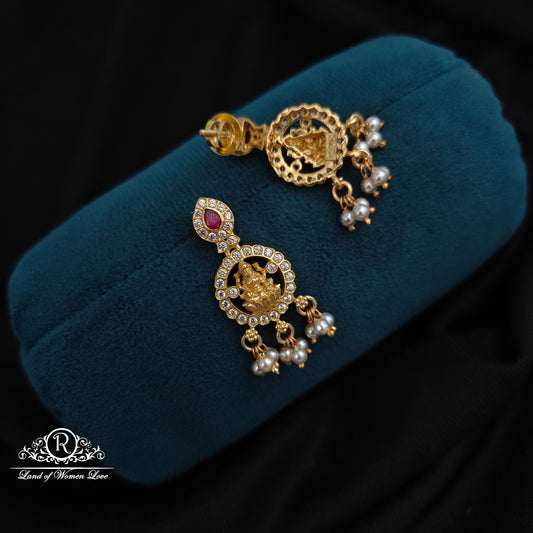 92.5 Silver Lakshmi Devi Design Earrings-RCM1149