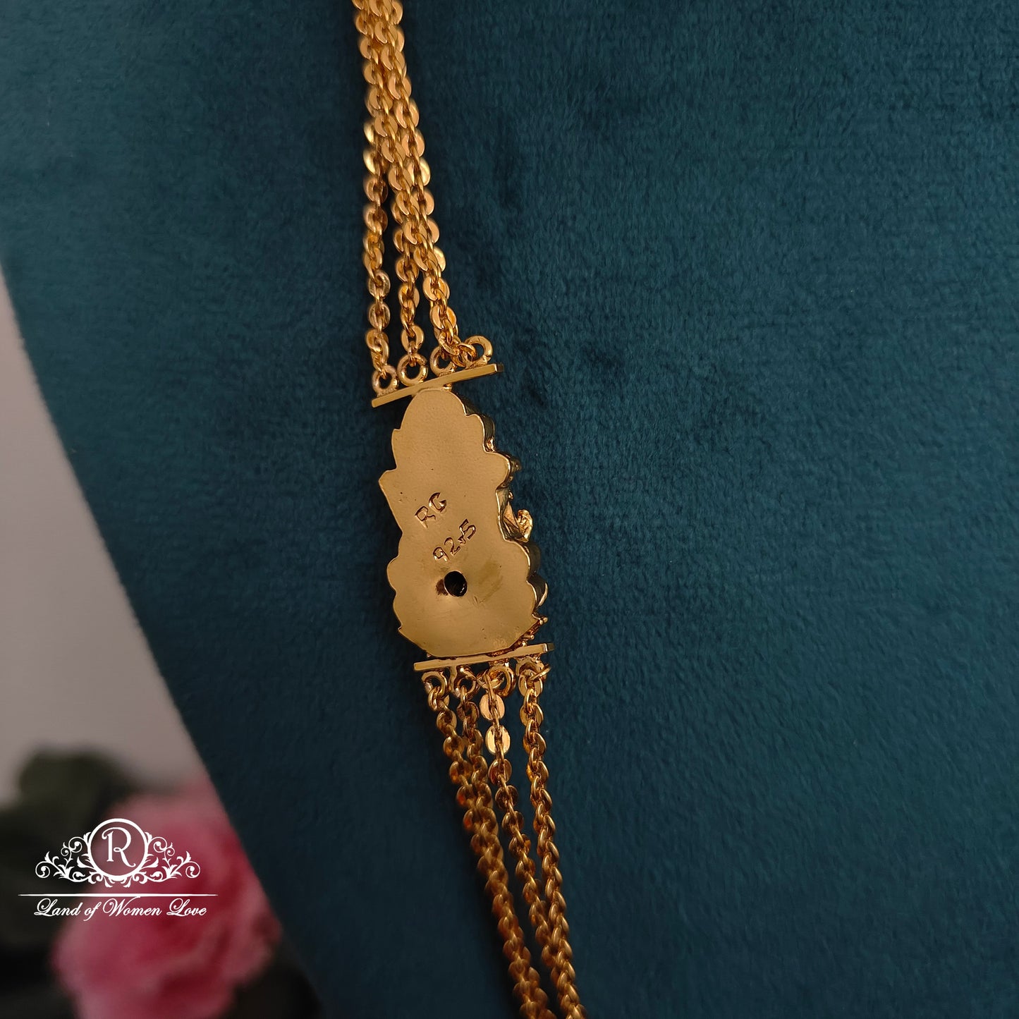 92.5 silver simple and Cute chandraharam with Lakshmi Devi locket - RCK281