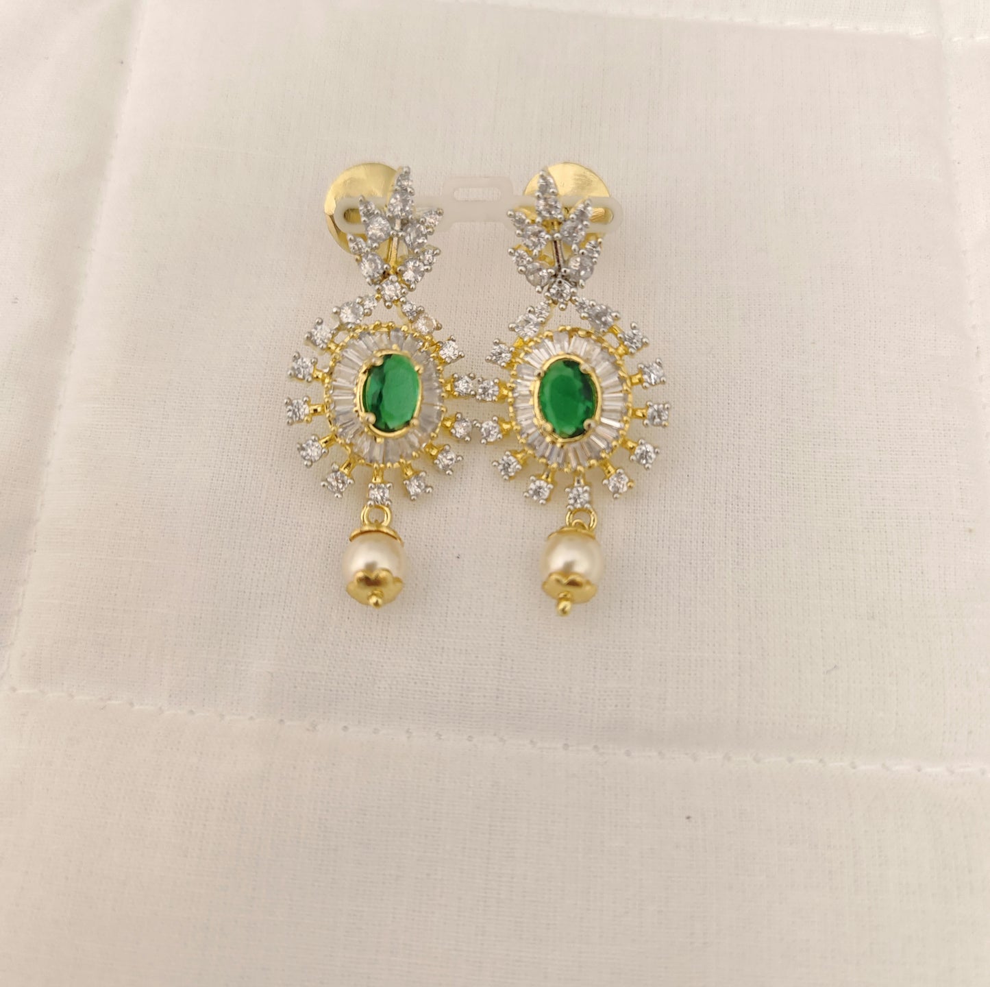 Silver CZ- White Stones Earrings-JR192