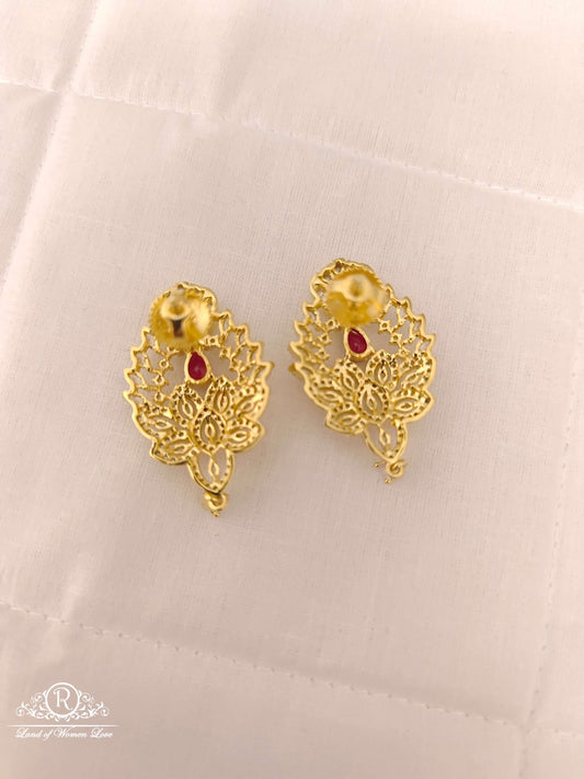 Silver CZ- White Stones Locket With Matching Earrings-D07576