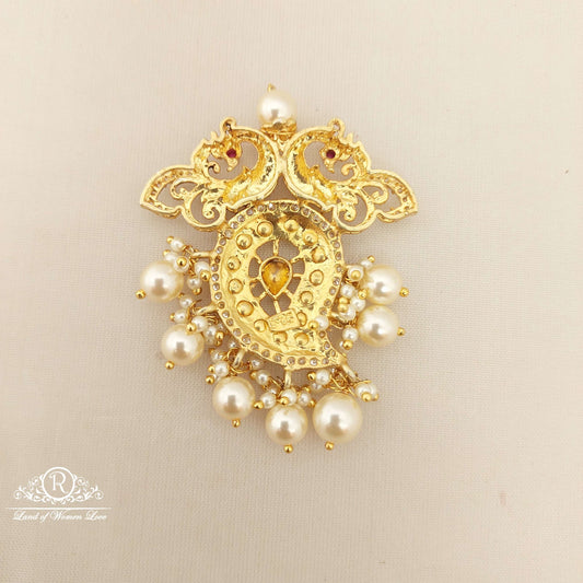 Silver White Stones Peacock Design Locket-JR84