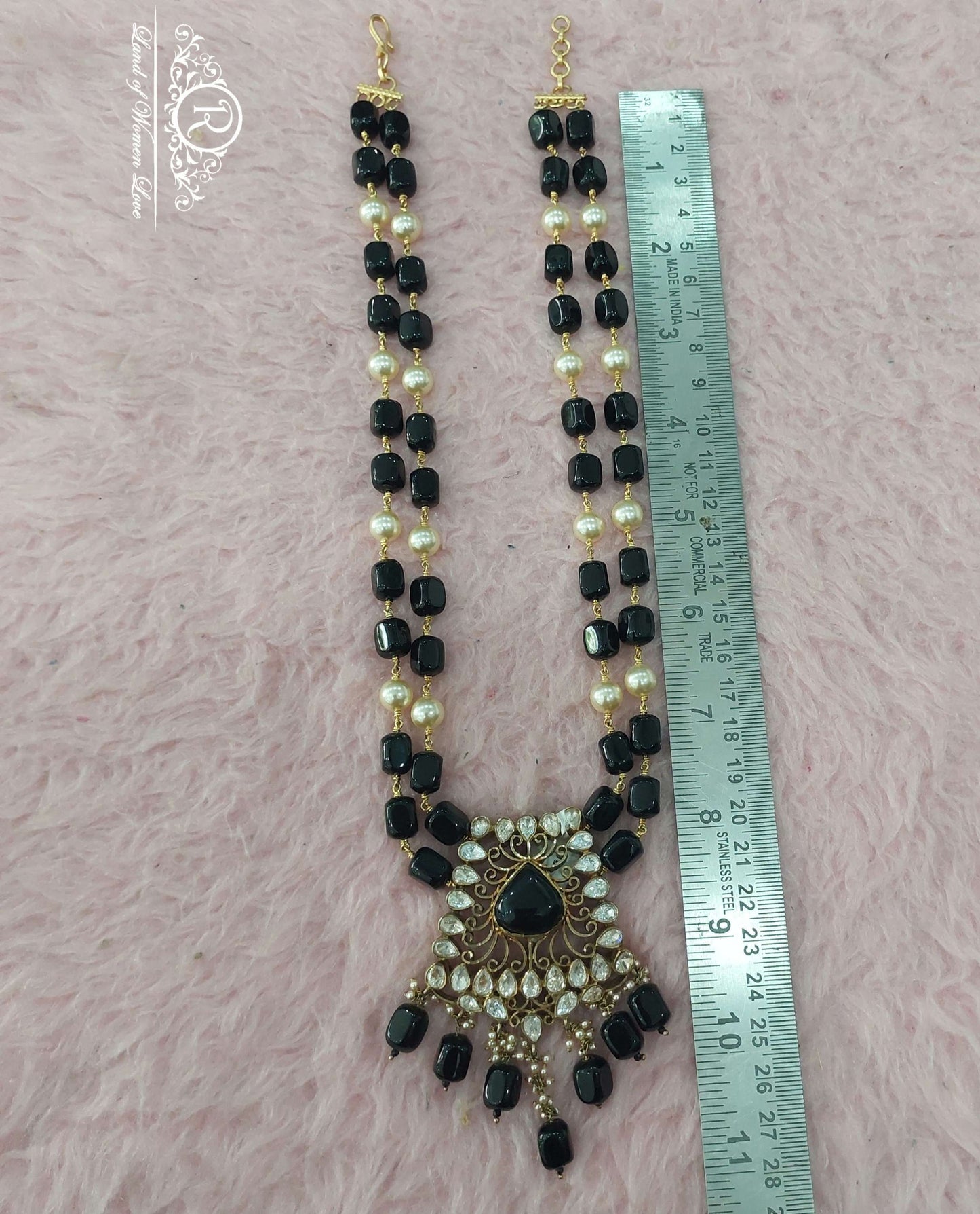 Silver Pearls With Black Beads Haram-H086