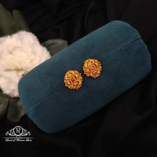 earrings silver gold polish flower design earrings -rcns039 92.5 silver ramala jewelry / ramala collections