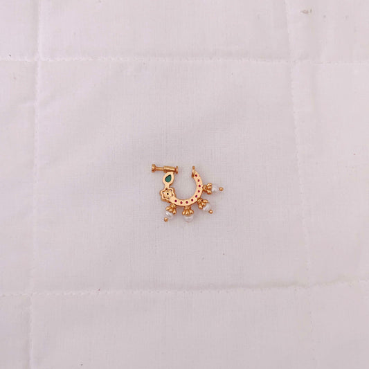 Silver gold polish nose pin design -RCM497