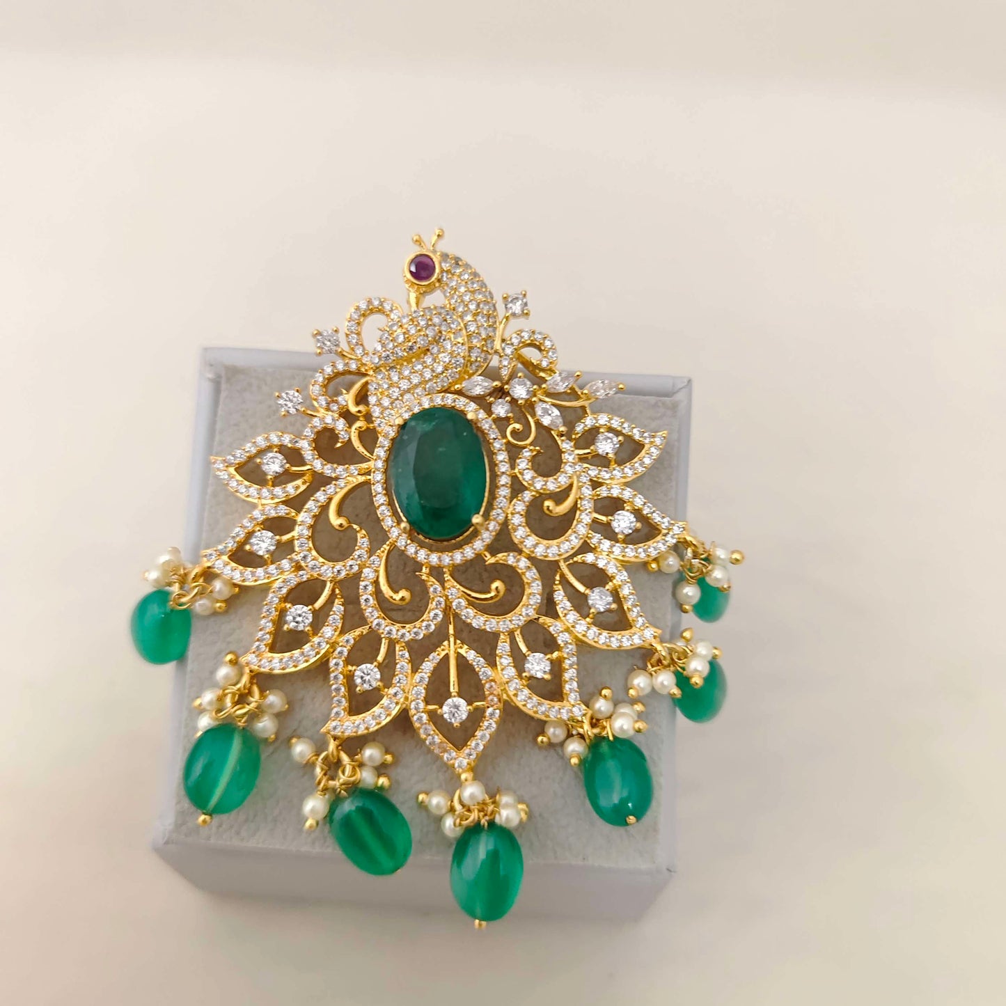 pendant silver cz- stone peacock ãƒâ°ã…â¸ã‚â¦ã…â¡ pendant -rcd288 cz 92.5 silver ramala jewelry / ramala collections