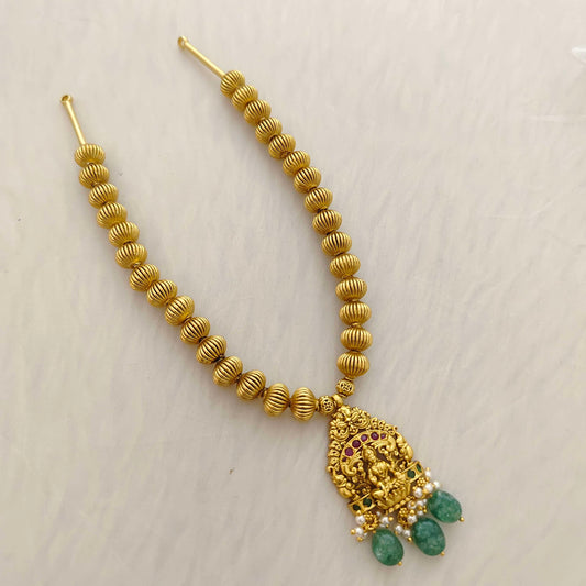 necklace silver gold balls necklace with lakshmi devi locket -rct164 92.5 silver ramala jewelry / ramala collections