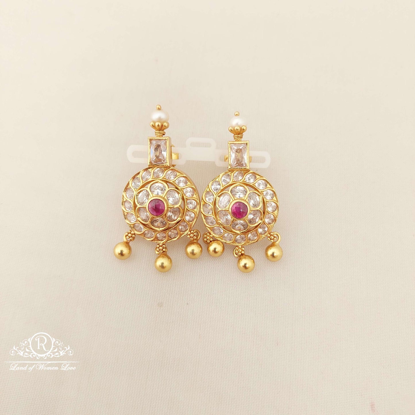earrings silver white stones earrings-m227 92.5 silver ramala jewelry / ramala collections