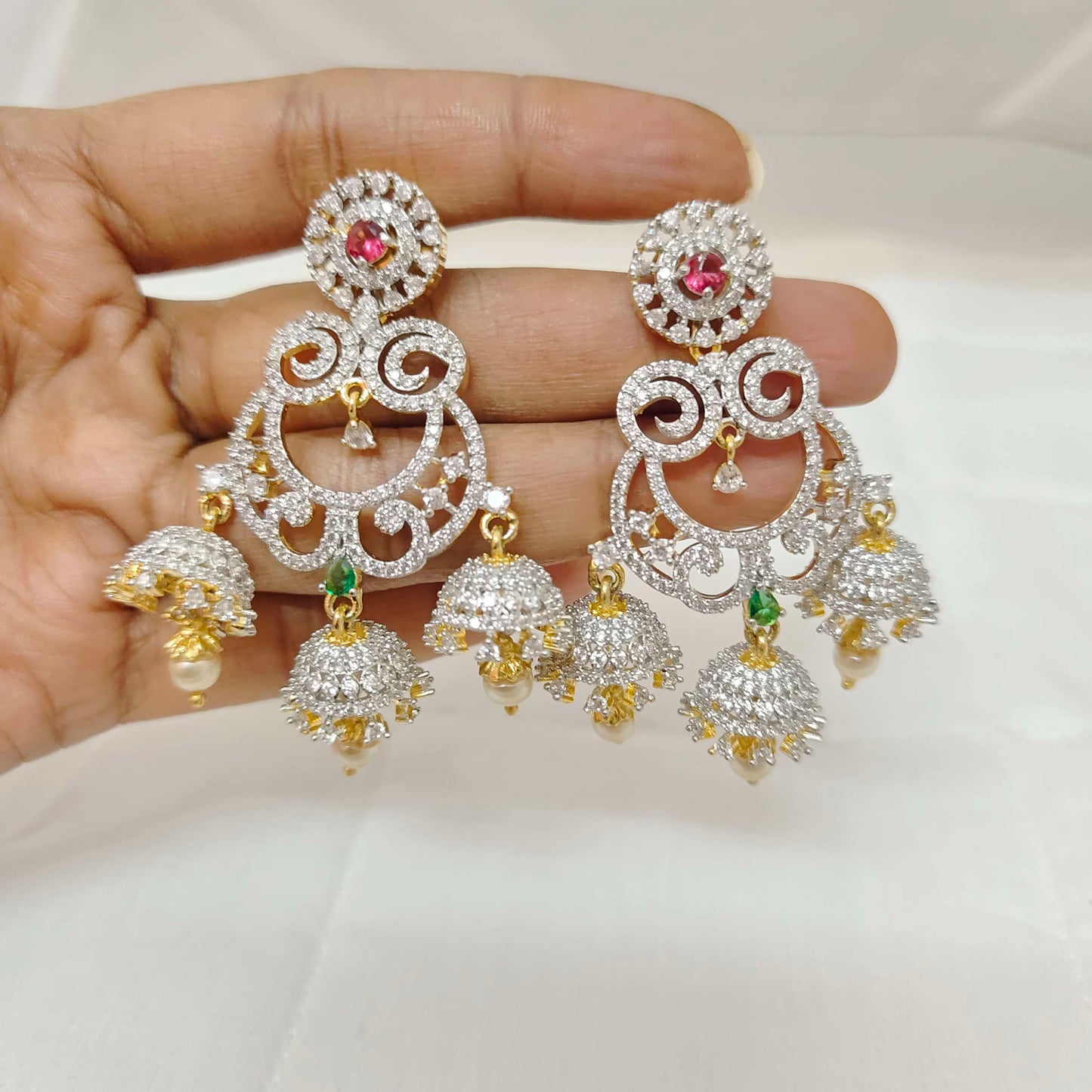 Silver radium polish diamond earrings -RCV119