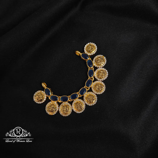 silver blue stone 9 kasu locket 92.5 silver ramala jewelry / ramala collections