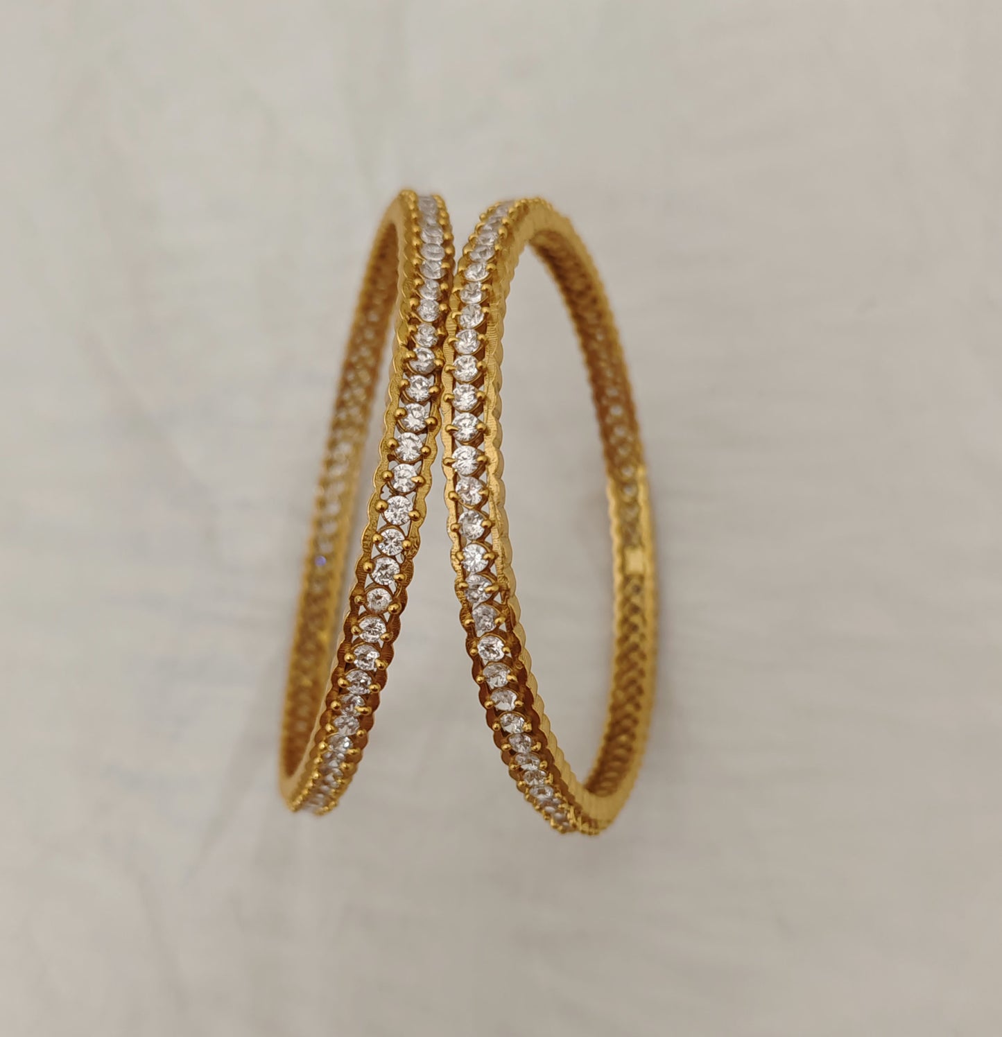 Silver White Stones Design Bangles-RCH513