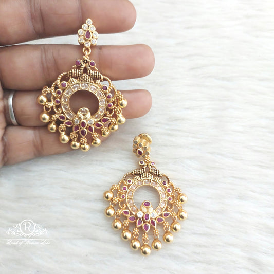 earrings silver peacock kempu stones earrings-sa011 92.5 silver ramala jewelry / ramala collections