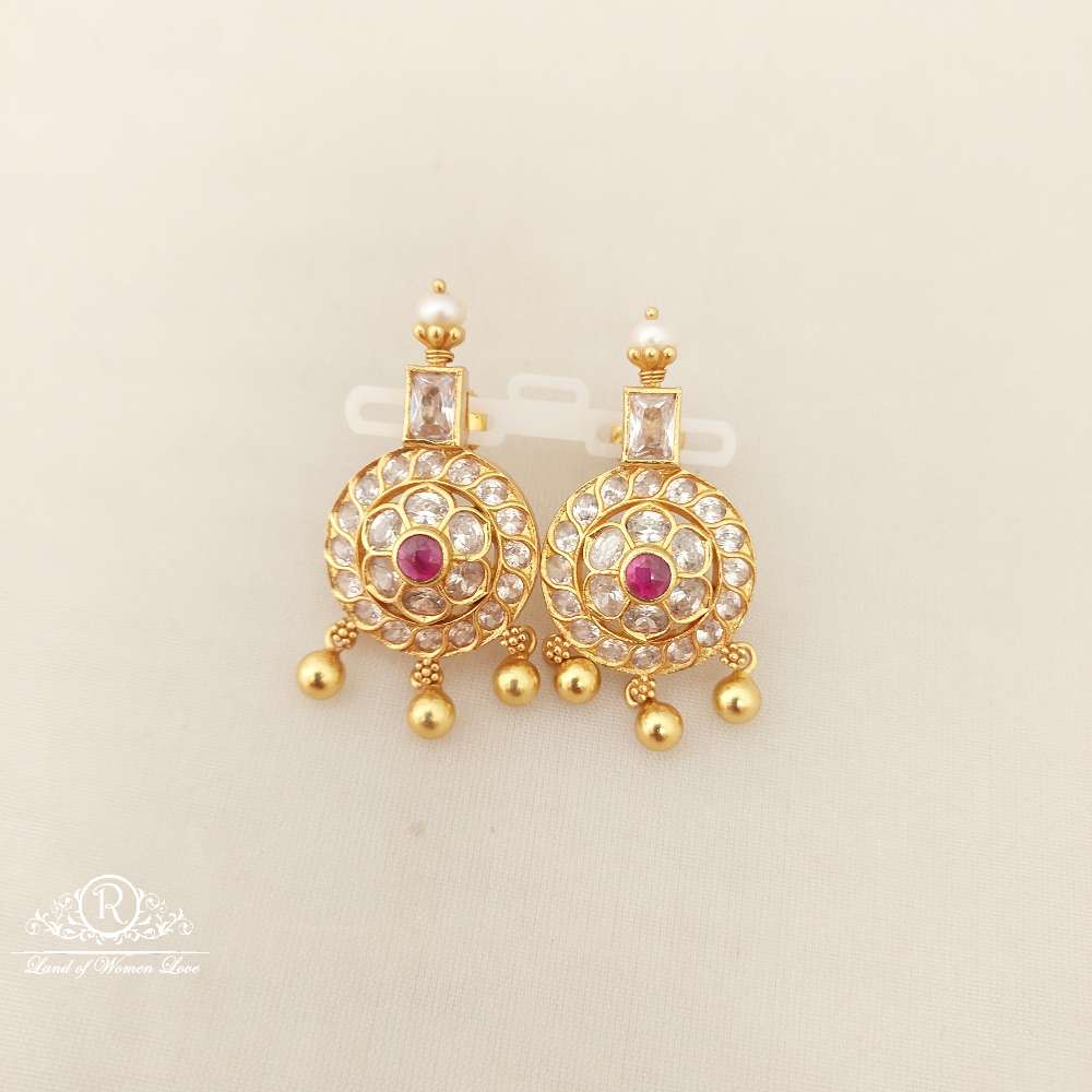 Silver White Stones Earrings-M227