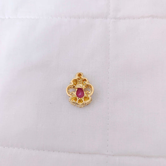 Silver CZ-gold polish side locket design -RCD234