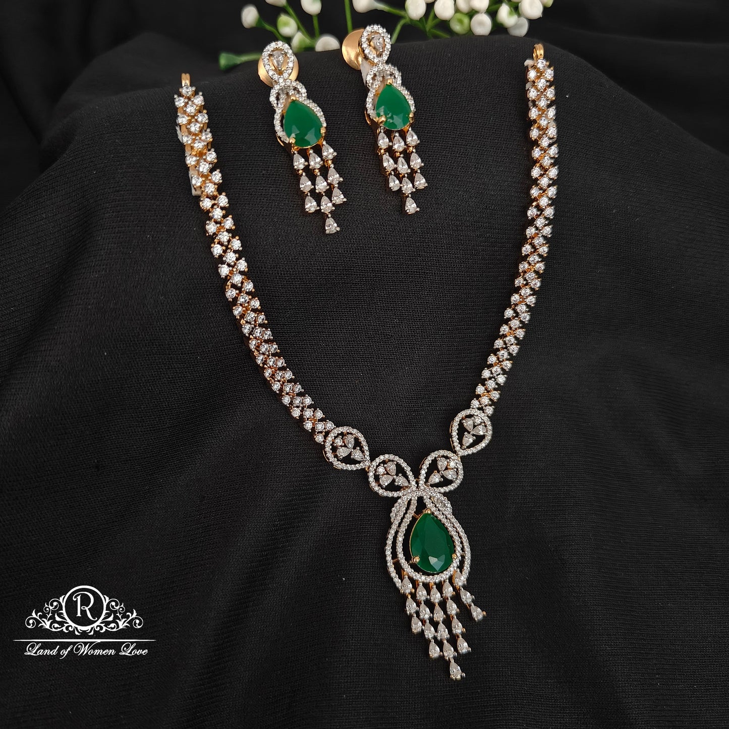 earrings 92.5 silver simple and cute necklace with earrings -rcm091245 92.5 silver ramala jewelry / ramala collections