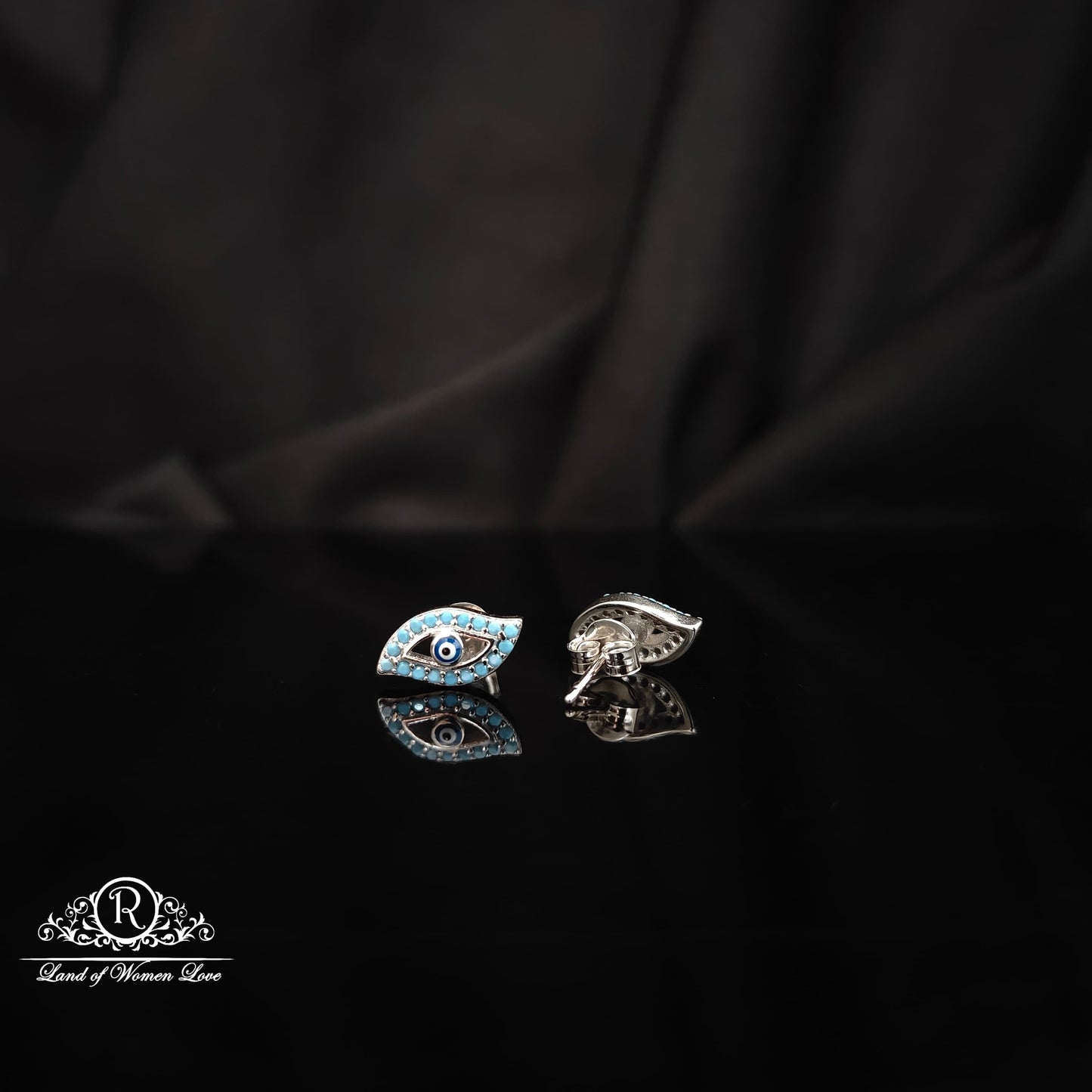 Silver evil eye 🧿 earrings -RCHS38-4