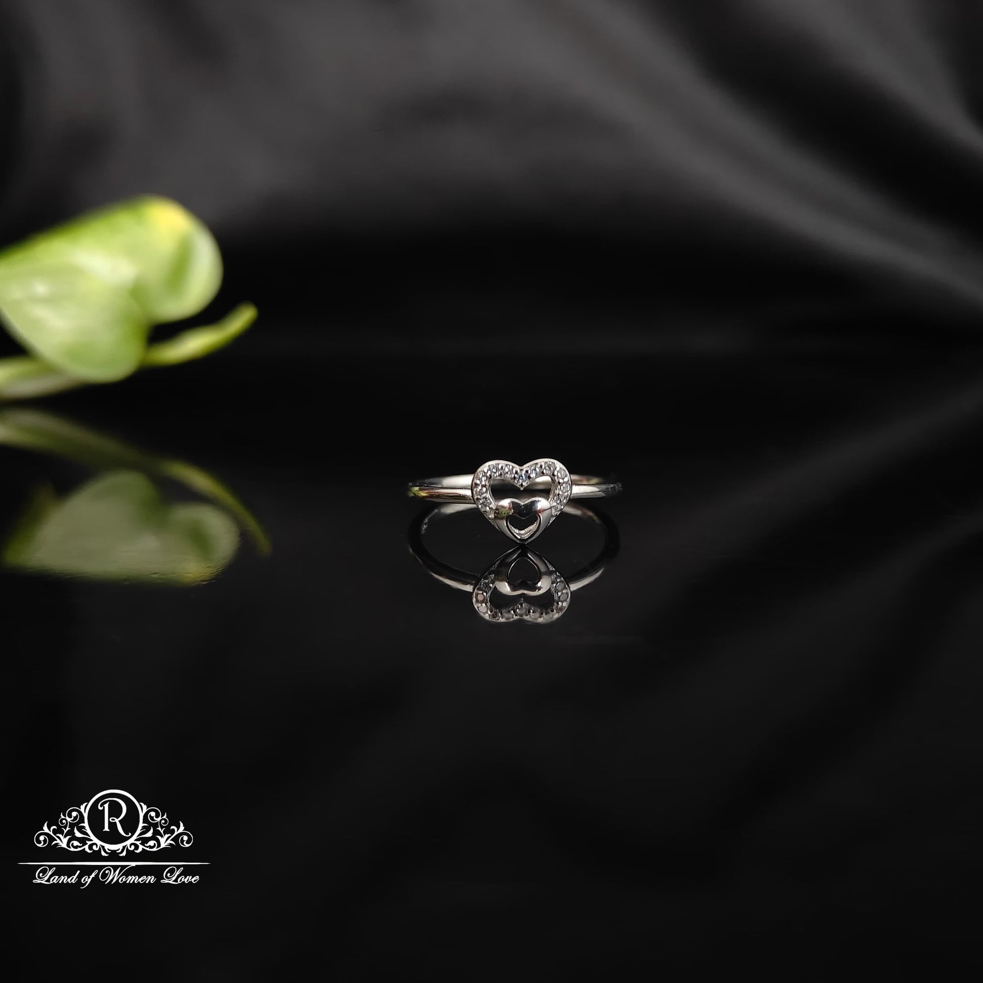 ring silver rodhium polish heart shade desgin finger ring-rcra46 92.5 silver ramala jewelry / ramala collections