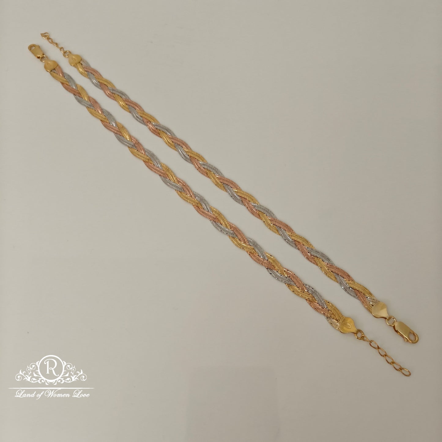 92.5 silver simple and cute 3 tone anklets -rcvh02 92.5 silver ramala jewelry / ramala collections