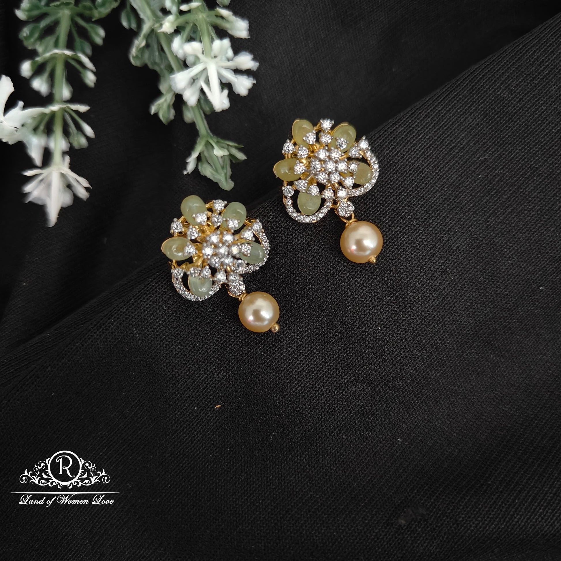 earrings 92.5 silver diamond finishing amaya beads earrings 92.5 silver ramala jewelry / ramala collections