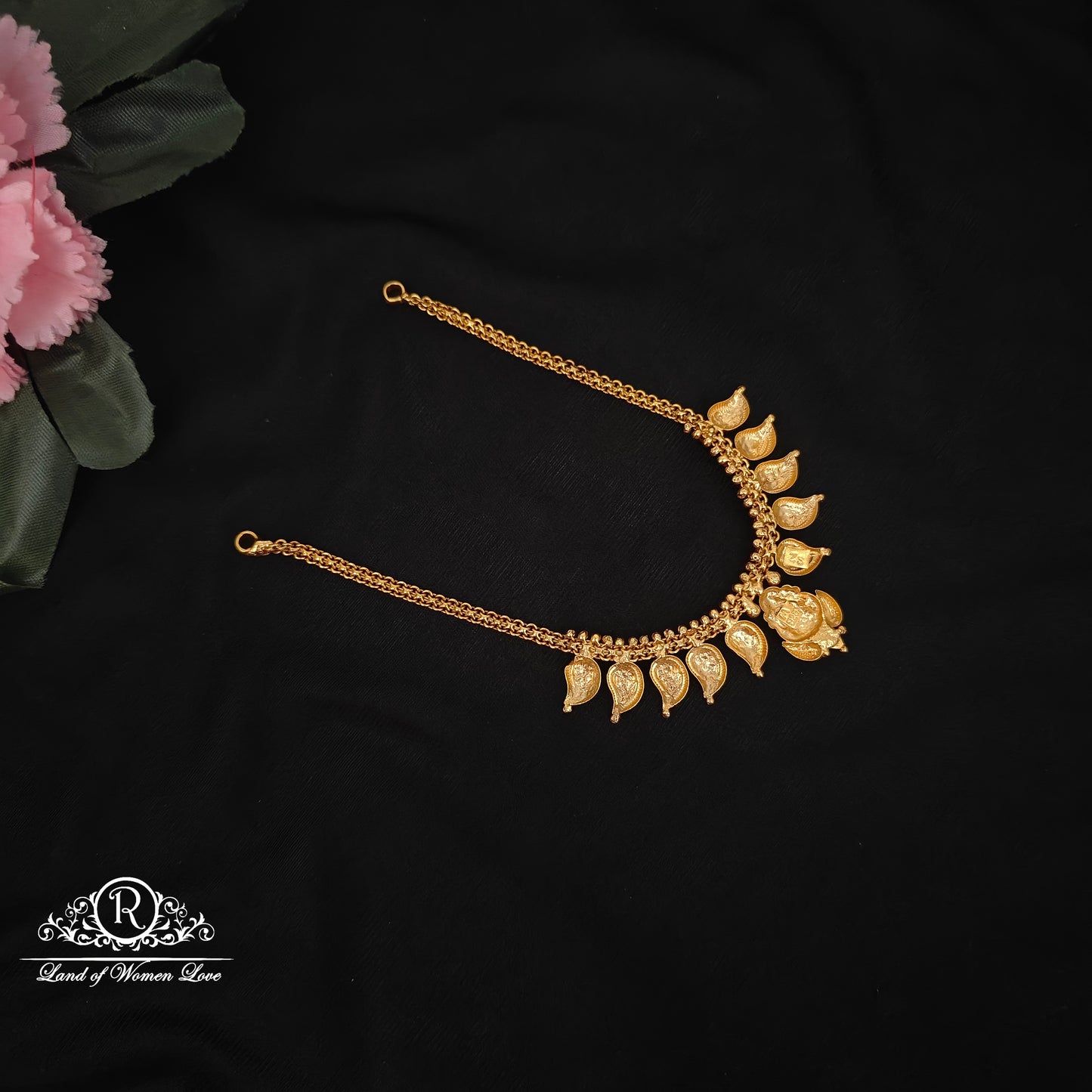 92.5 silver simple and Cute necklace with mango and Lakshmi Devi Design -RCZ91